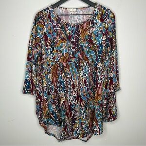 Beeson River Floral Long Sleeve Women's Tunic Size 2X